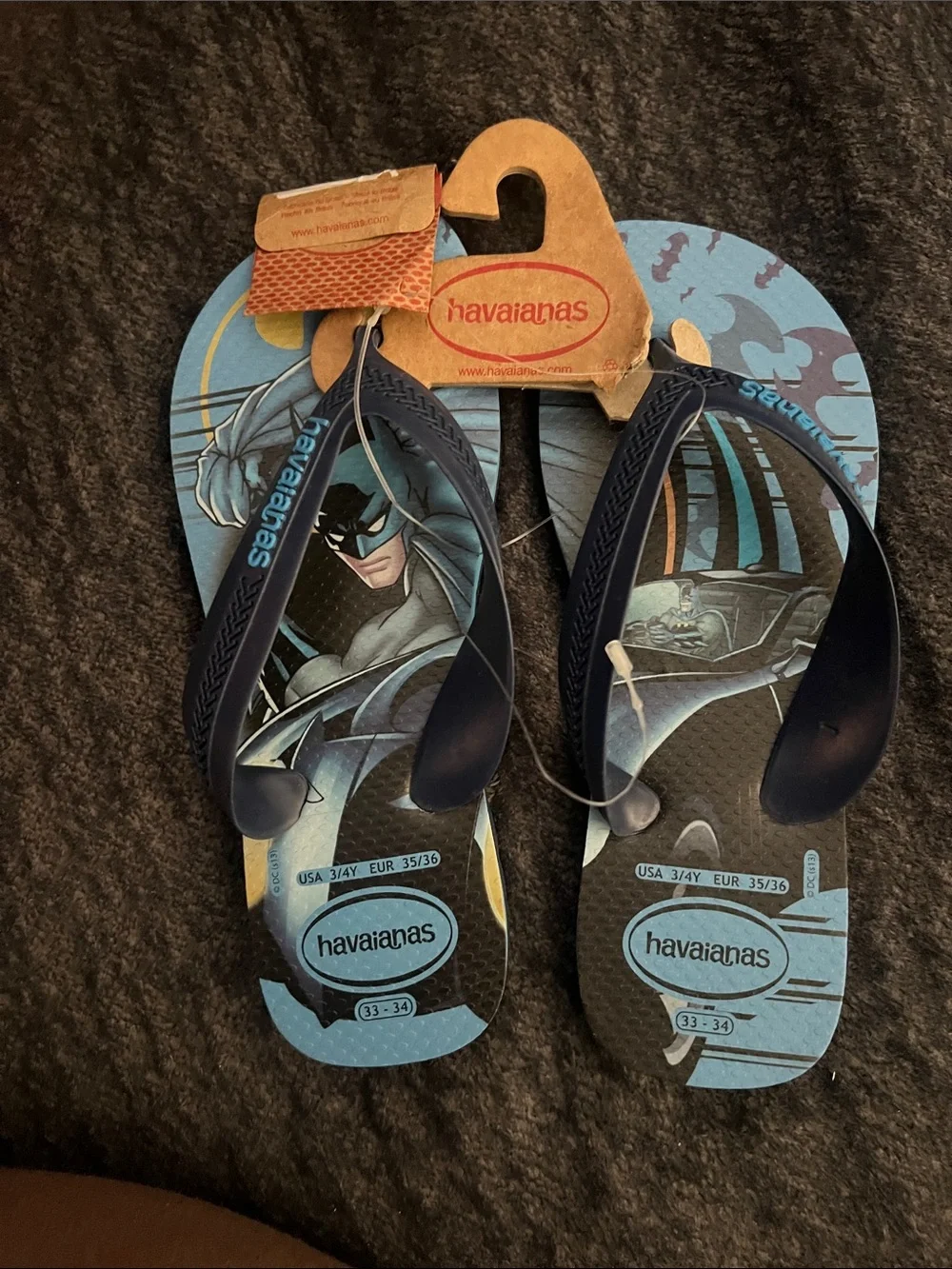 Havaianas Kids Batman Flip Flops - Navy & Light Blue 3/4